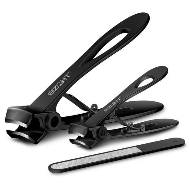 SZQHT Cortaúñas con apertura de mandíbula extra ancha para uñas gruesas, cortador para cortaúñas encarnadas y uñas, juego de manicura, kit de pedicura para hombres y mujeres (negro)