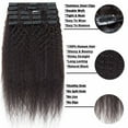 thumbnail image 3 of Benehair Clip In Human Hair Extensions Afro kinky Straight Double Weft Black Brazilian Virgin Remy Hair Thick Full Head, 3 of 10