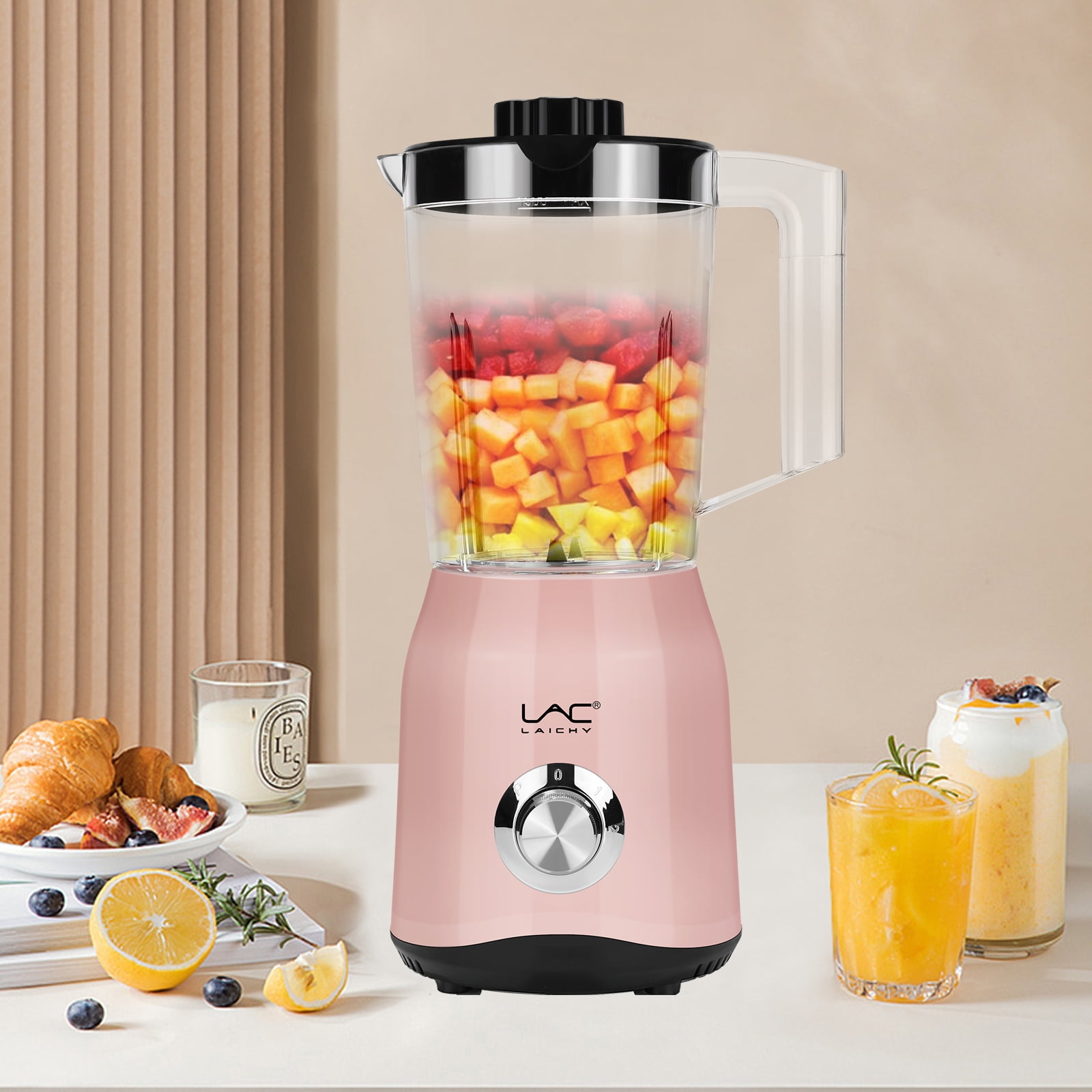 Lac Laichy 300W Countertop Blender for Smoothies, 54oz and 12oz Cups Pink