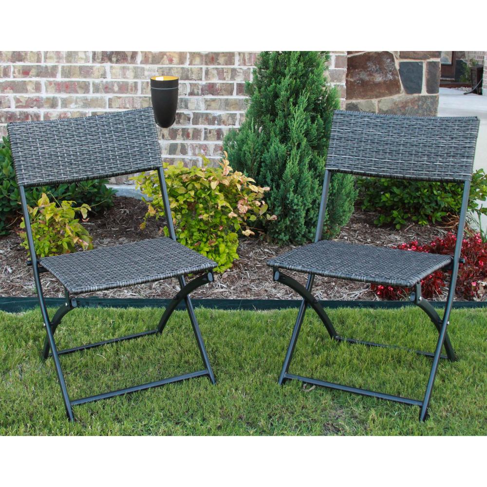 Castillo Resin Wicker/ Steel Folding Chairs (Set of 2)