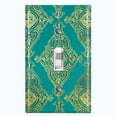 thumbnail image 1 of Metal Light Switch Plate Cover Elegant Green Yellow Damask DAM087, 1 of 13