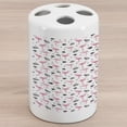 thumbnail image 1 of Flamingo Ceramic Toothbrush Holder, Watercolor Art Flamingos with Flower Motifs Coconut Tree Leaves Triangles, Decorative Versatile Countertop for Bathroom, 4.5" X 2.7", Black Pink Cream, 1 of 4