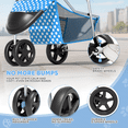 thumbnail image 6 of Magshion 3-Wheel Pet Stroller, Foldable Jogger for Small/Medium Dogs & Cats (33lb Max), Lightweight w/Breathable Mesh, Cup Holder & Basket, Sky Blue with White Polka Dots, 6 of 12