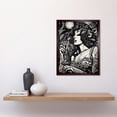 thumbnail image 2 of Woman Drinking Wine Black and White Illustration Art Print Framed Poster Wall Decor 12x16 inch, 2 of 5