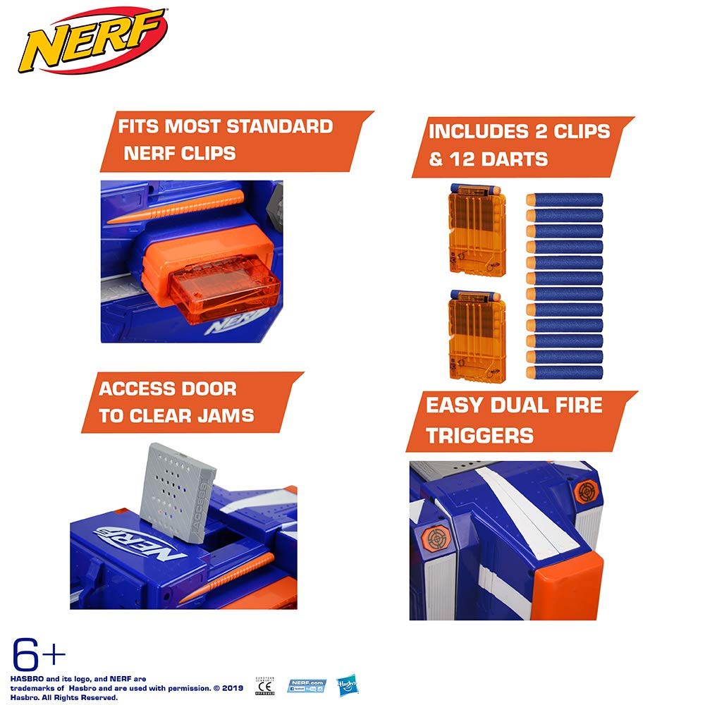 Nerf Blaster Scooter, Dual Trigger Rapid Fire Action, Includes 2 Clips and 12 Elite Darts - image 4 of 4