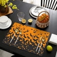 thumbnail image 4 of Orange Halloween Bats Summer Placemats Table Placemats Set Of 4-Linen Kitchen Washable Placemats Table Mats 11.8"x17.7" Non-Slip Heat Resistant, 4 of 6