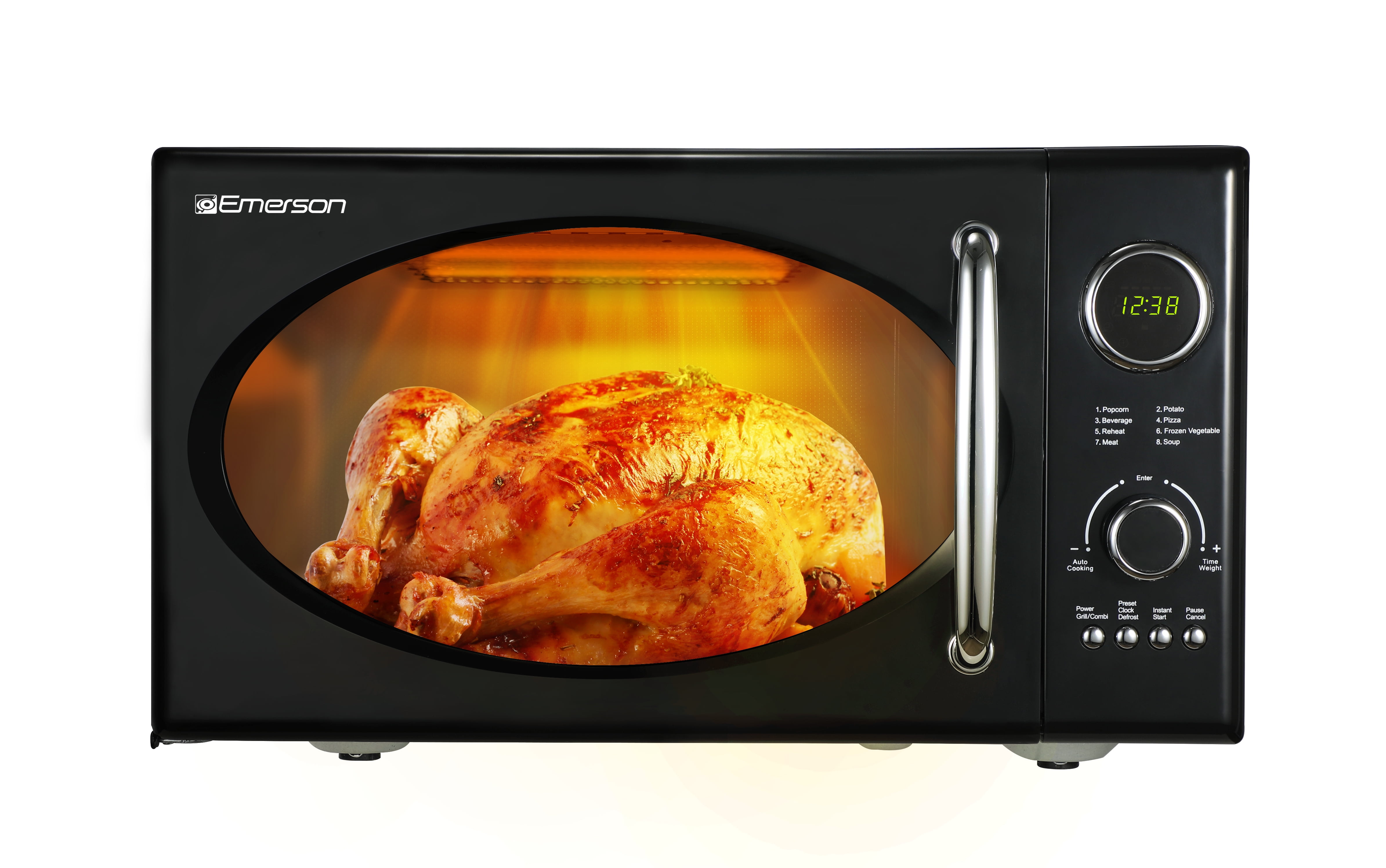 Emerson 0.9 Cu. Ft., 800W Retro Black Microwave Oven with Grill, MWRG0901BK