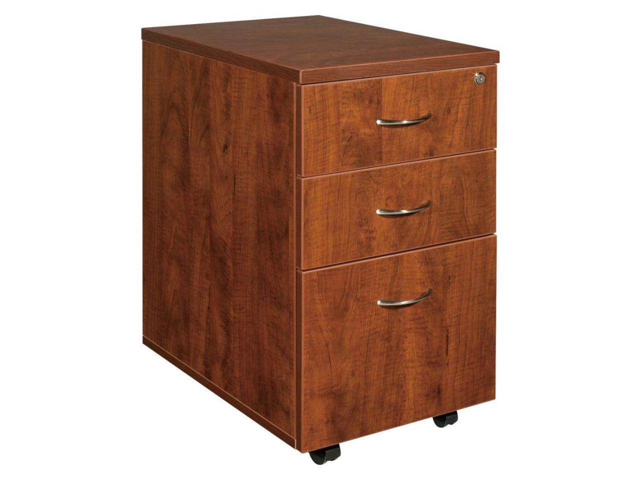 3 Drawers Vertical Wood Composite Lockable Filing Cabinet, Cherry - image 3 of 10