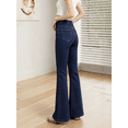 thumbnail image 5 of High Waist Deep Blue Flare Jeans for Women - High Stretch Washed Bell Bottom Denim Pants Vintage Retro Style Casual Trousers, 5 of 8