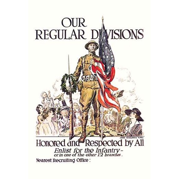 Our Regular Divisions - Enlist for the Infantry Museum quality giclee print canvas wrap(20" x 30")