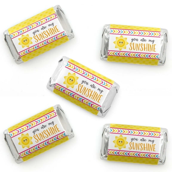 Big Dot of Happiness You Are My Sunshine - Mini Candy Bar Wrapper Stickers - Baby Shower or Birthday Party Small Favors - 40 Count