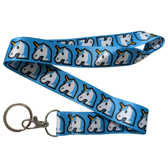 Unicorn Face Blue Keychain Lanyard