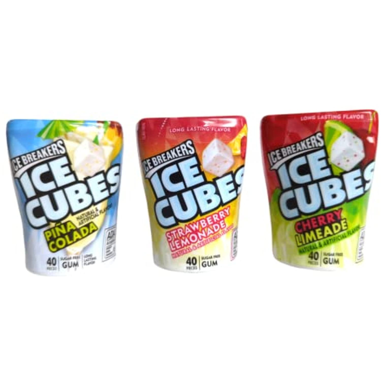 Ice Cubes Gum Piña Colada, Strawberry Lemonade, & Cherry Limeade