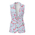 thumbnail image 2 of Uorisanigo Candy Cane Print Women's Sleeveless Blazers Size 3XL V Neck Womens Waistcoat Vest Open Front Loose Vest Top Dressy Outerwear, 2 of 7