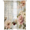 thumbnail image 2 of Sheer Curtains 96 Inches Long, Farmhouse Pink Floral Light Filtering Window Curtains for Living Room, Spring Vintage Botanical Flowers Rod Pocket Voile Sheer Curtain Drapes, 52"W x 96"L, 2 Panels, 2 of 8