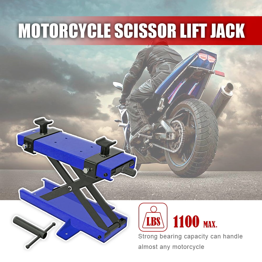 HPDAVV 1100 lbs Steel Motorcycle ATV Lift Jack Crank Hoist Stand W/ Saddle Safety Pins