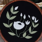 Cotton Black Background Embroidered Floral Patterned Embroidery Diy Material Kit
