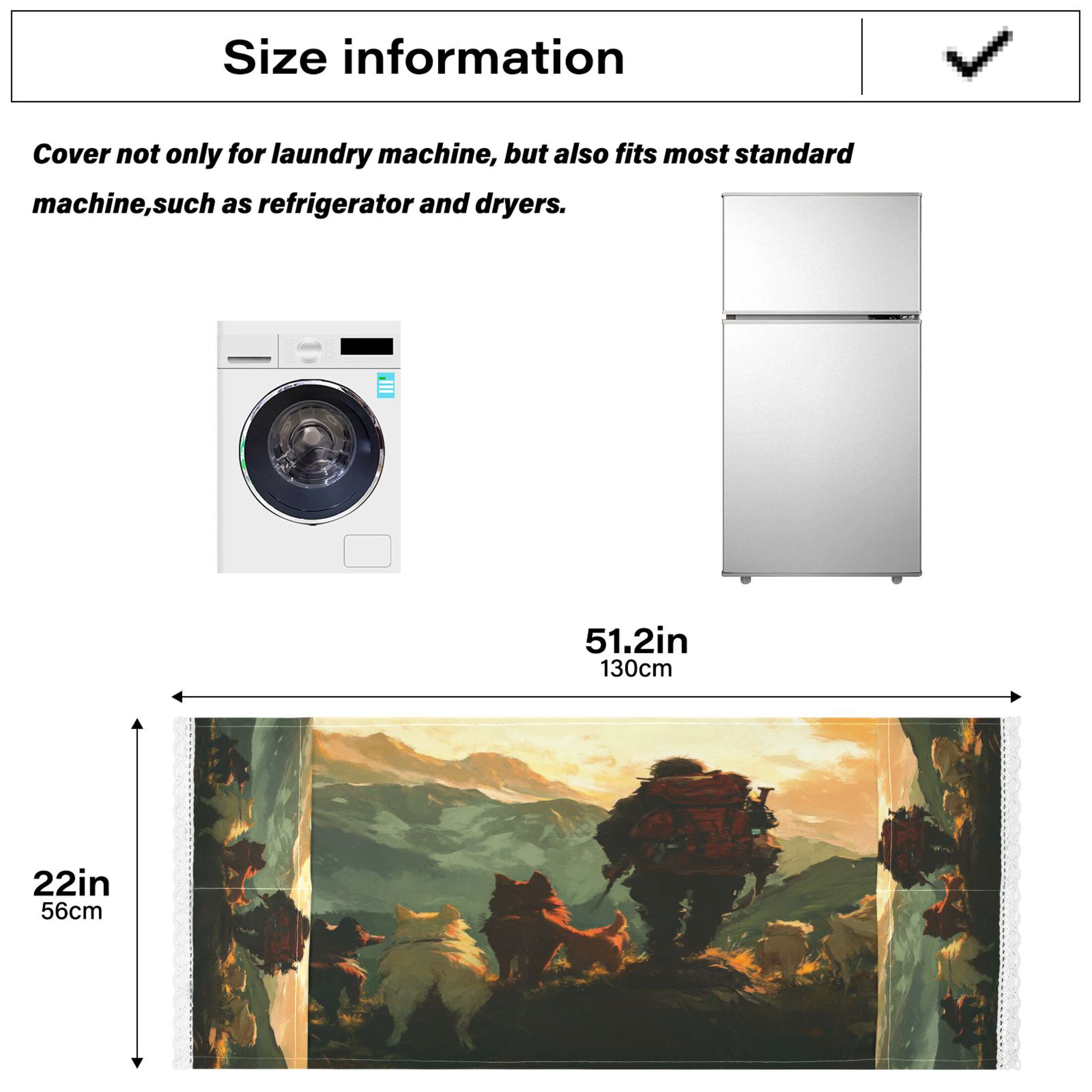 Homeless Man and DogWasher and Dryer Covers Dust-Proof and Oil Resistant Fridge Cover with 4 Storage Pockets Washing Machine Top Cover for Laundry Kitchen Home 51.2 x 22 In