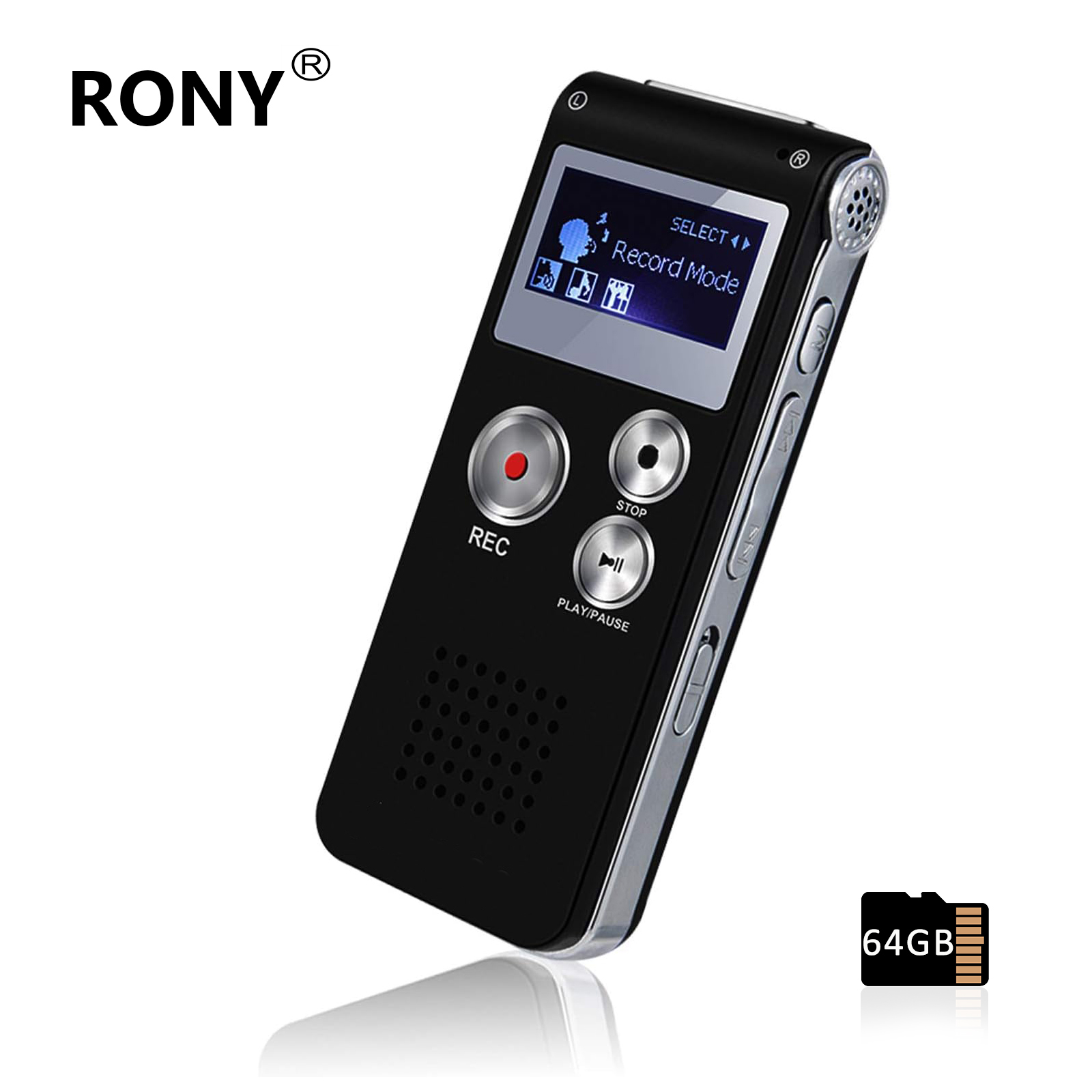 RONY 64GB Digital Voice Recorder with A-B Repeat