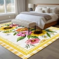 thumbnail image 4 of Large Area Rugs for Living Room Bedroom, Sunflower 8'x10' Rug Washable Carpet Runner Indoor Outdoor, Pink Yellow Floral Elegant Pastoral Checkered Non Slip Floor Mats Rug for Kitchen, Patio, 4 of 8