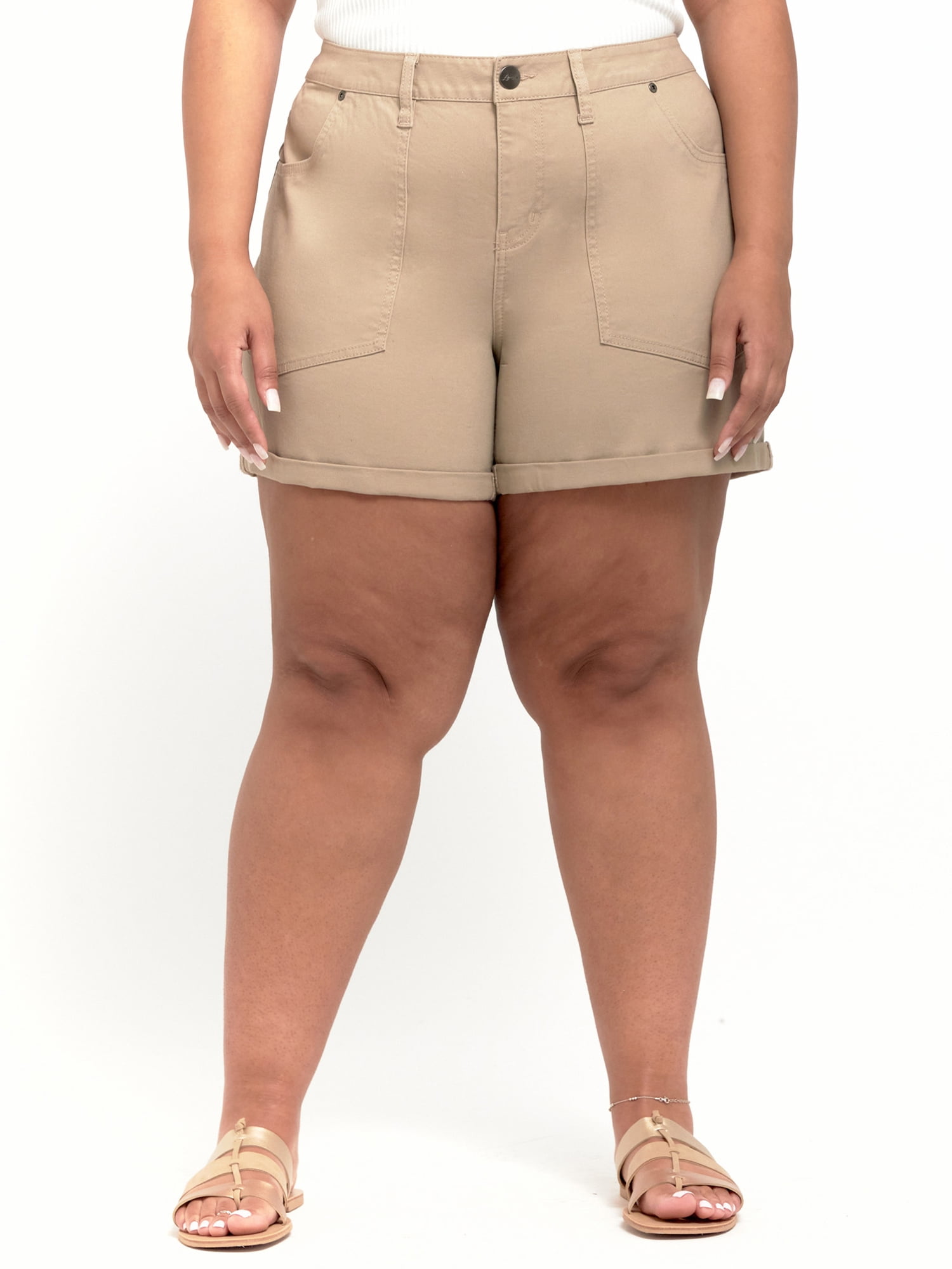 パンツ AKRIS Women Shorts Burmudas 208730 034507 633 Beige A3 Denim Women's Plus Size Utility Shorts - Walmart.com