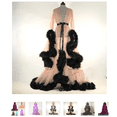 thumbnail image 4 of VISgogo, bata de felpa de manga larga para mujer, Kimono de lujo transparente, camisón de picardías extralargo VISgogo  moda, 4 of 9