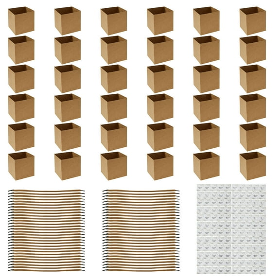 180pcs Succulent Wrap Bags Bulk Fits 2.5 Inch Pots with Thank You Stickers, Mini Kraft Paper Succulent Gift Box Basket with Handles for Wedding, Baby Shower, Succulent Plants Party Favors for Guests