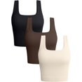 thumbnail image 1 of SURJDE Women's 3 Piece Tank Tops Ribbed Seamless Workout Exercise Shirts Yoga Crop Tops, 1 of 4