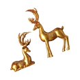 thumbnail image 1 of VONKY 2x Deer Figurines Sculpture Animal Statue for Tabletop Bookcase Decoration Exquisite and Stylish Gold 1Set, 1 of 6
