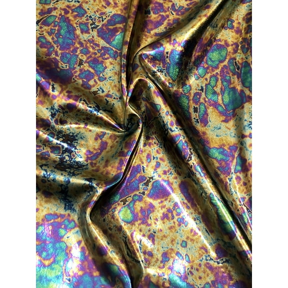 Heavy Nylon Spandex 4 ways Stretch Galactic Metallic Foil Design