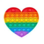 Popit Fidget Toy Rainbow Push Pop Bubble Sensory Toys For Stress Relief - Heart