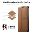 thumbnail image 4 of RFID Blocking Wallet Case for iPhone 14 Magnetic Leather Flip Cover with Stand Brown, 4 of 7