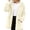 Beige, variant on Women's Fashionable Casual Warm Thick Plush Striped Embossed Button Hooded Cardigan Coat Beige L