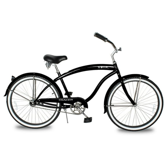 WonderWheels Beach Cruiser Shimano Tx-35 7 Speed Bicycle, Bike, V-Brake Stainless Steel Spokes One Piece Crank Alloy Purple Rims 36 H With Fender - Black