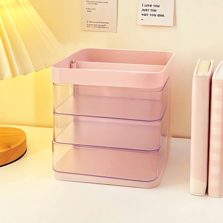 Open Front Desk Organizer with Drawer, Plastic, 6.0 x 5.9 x 5.7 in, for ...