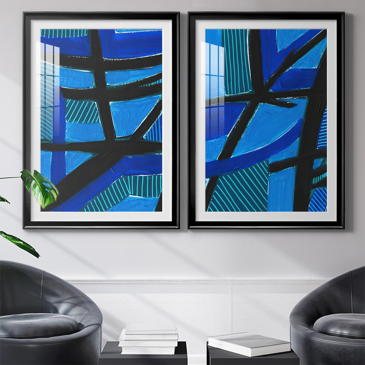 Wexford Home Involved Blues I Premium Framed Print, 26.5" x 36.5" - Ready to Hang, Black (Set of 2)
