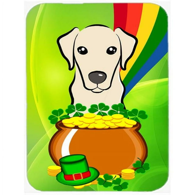 Carolines Treasures BB1966LCB Yellow Labrador St. Patricks Day Glass Cutting Board- Large