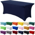 thumbnail image 1 of GFDYREE Spandex Tablecloth 4FT Stretch Table Cover Fitted Rectangular Tables, Universal Stretch Patio Table Cloth for Wedding, Banquet, Party and Event（Navy Blue, 4FT, 1 of 7