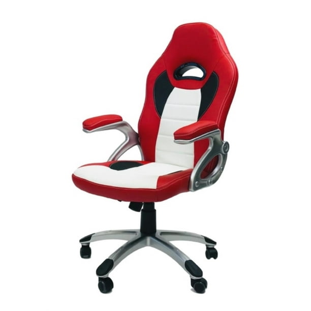 ViscoLogic Chaise de Bureau Pivotante de Style Gaming de la Série (Rouge -Blanc-Noir)