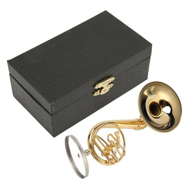 Mini French Horn, Gold Plated Stylish Rustproof Mini Musical Instrument Great Gift For Office