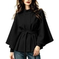 thumbnail image 3 of AHTJRT Cape Coats for Women Fall Winter Batwing Sleeve Belted Poncho Coats Casual Fashion Fall Winter Warm Windproof Outerwear Jackets Black S, 3 of 6