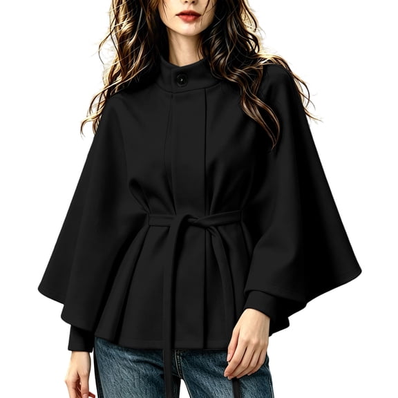 Sheghy Womens Cotton Hoodies Sherpa Jacket Funnel Neck Walking Wrap Jacket with Pockets Black S