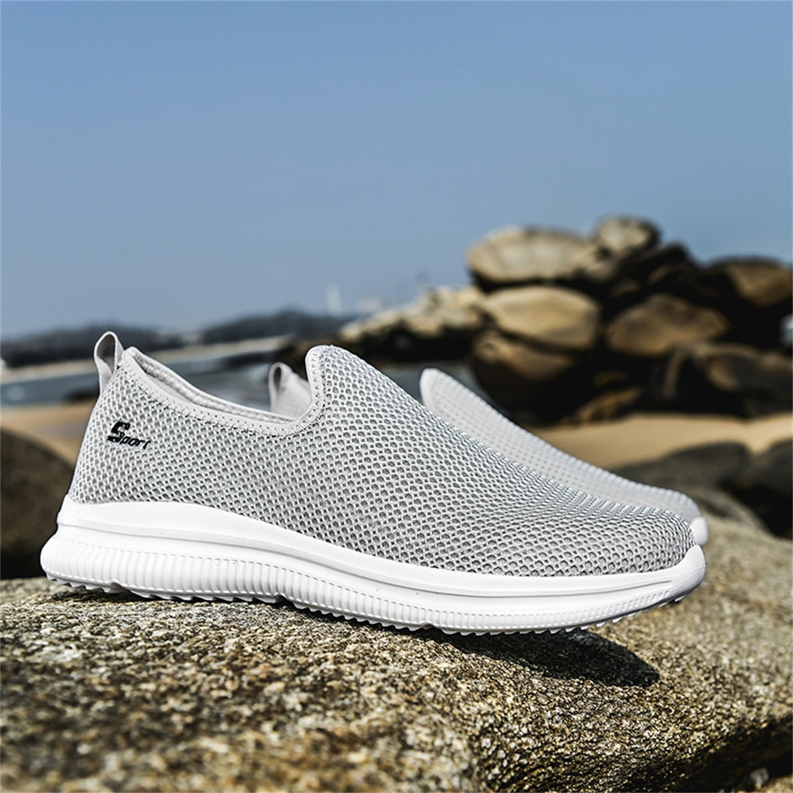 Men\'s White Loafers Shoes Casual Mesh Walking Boat Shoes Dress Sneakers Mens Casual Loafers Slip On Walking Dress Boat Shoes  main image 4