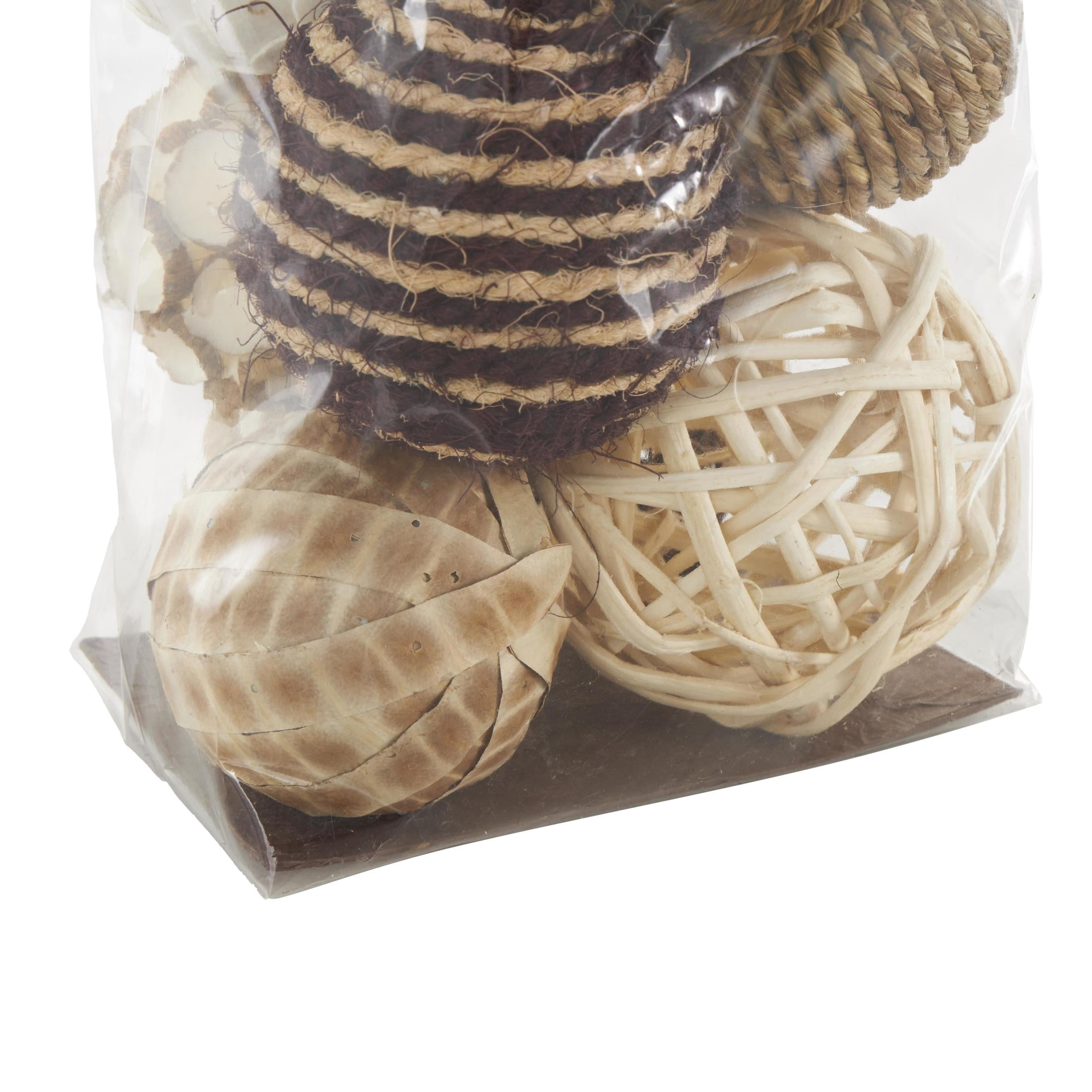 DecMode Gray 6" Handmade Dried Plant Orbs & Vase Filler with Varying Designs (3 Count)