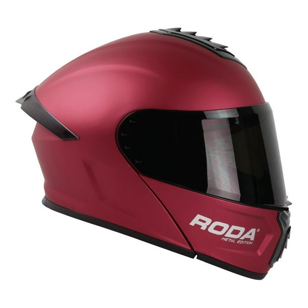 Casco Roda Pilot Rojo Metal Mica Humo Repuesto Transparente Abatible ROJO XL