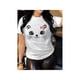 thumbnail image 1 of Women's Cute Cat Graphic T-Shirt Short Sleeve Crew Neck Casual Alphabet Print Top for All Seasons Fabric Summer Fashion, 1 of 7