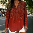 thumbnail image 2 of FRSASU Womens Spring Summer Dress Shirts Long Sleeve Blouses V Neck Fashion Printed Casual Tunics Tops Red, 2 of 5