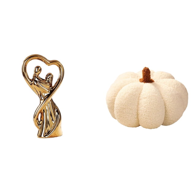 Figura decorativa de calabaza para parejas, ideal como recuerdo o regalo. Escultura para enamorados. Cojín decorativo para aniversario, novia, familia