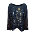 thumbnail image 5 of Women's Christmas Print Knitted Sweater Cardigan for Fall and Winter, Festive and Cozy, Ideal as Christmas Sweaters for Women and Christmas Gifts,Royal Blue,Size 2XL, 5 of 5