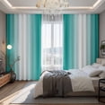 thumbnail image 2 of Aqua White Ombre Blackout Curtains for Bedroom/Living Room, Pinch Pleated Black Out Curtains, Gradient Abstract Minimalist Aesthetic Room Darkening Window Drapes with Hooks 2 Panels, 39"x70", 2 of 8